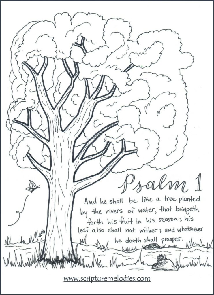 925 Cartoon Psalm 1 Coloring Page with Printable